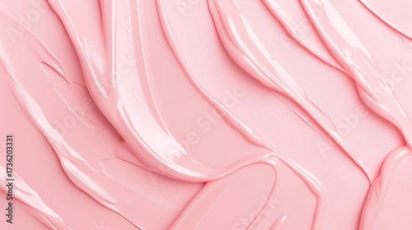 Fototapeta A close-up of pink lipstick flowing in a wavy pattern on a solid color background, together creating an elegant and luxurious atmosphere, suitable for beauty or cosmetics themes.