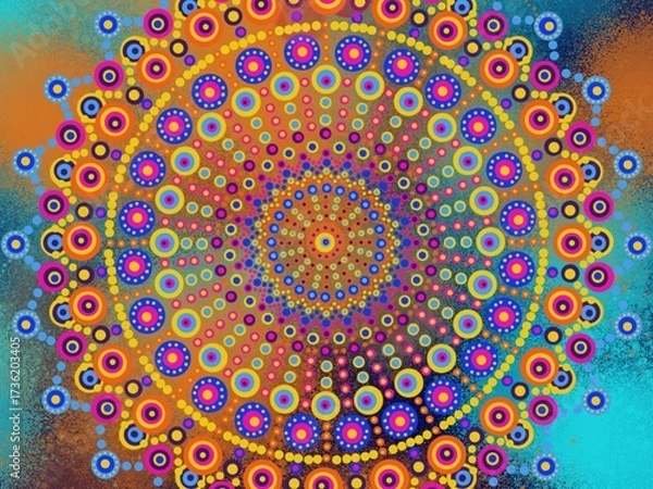 Obraz Beautiful colorful wallpaper background print with mandala bright art decor design	