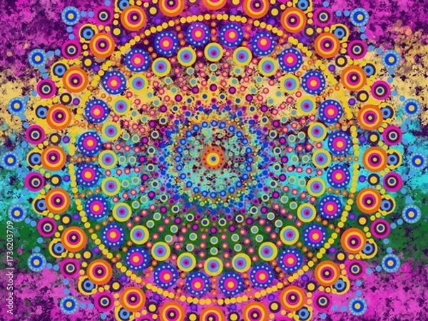 Obraz Beautiful colorful wallpaper background print with mandala bright art decor design	