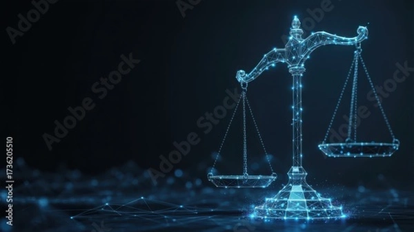 Fototapeta Scales of justice digital low poly design symbol of law and legal system