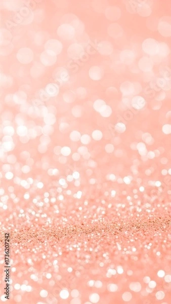Fototapeta Soft, glowing coral pink glitter bokeh background