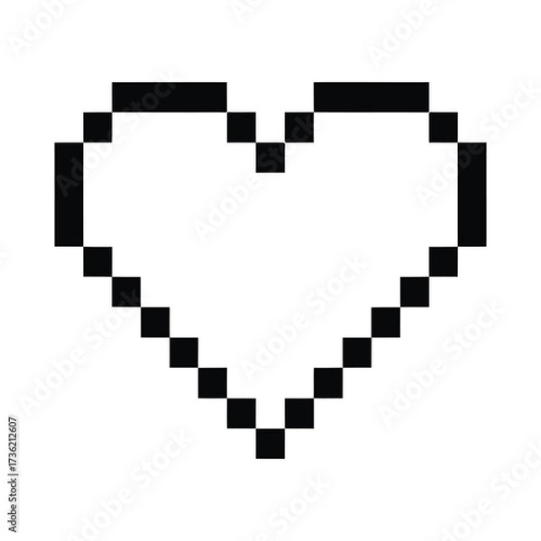 Fototapeta Pixel art heart simple minimalistic design of a heart shape made of pixels, perfect for retro gaming or digital love themes