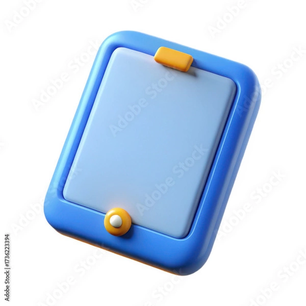 Fototapeta Blue digital tablet with light blue screen isolated on transparent background