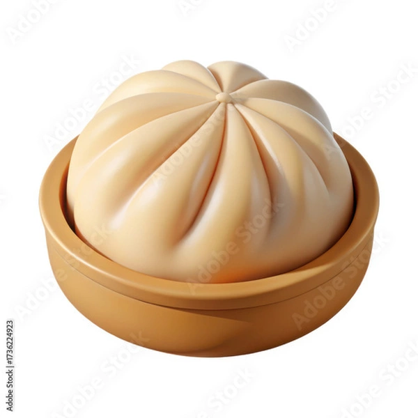 Fototapeta Steamed pork bun in wooden steamer isolated on transparent background