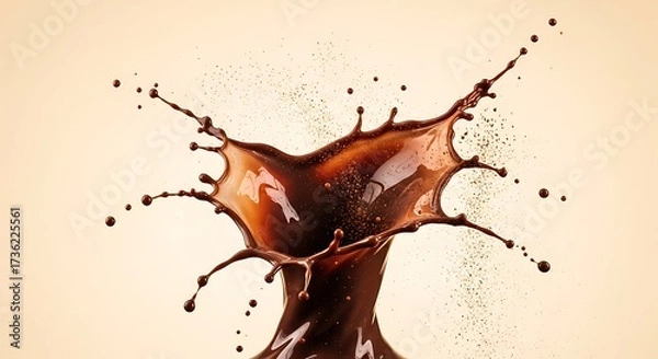 Fototapeta Chocolate splash on a light beige background