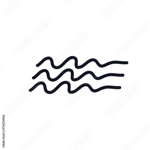 Fototapeta Waves doodle icon Wind logo sign Hand drawn ink sketch Abstract handwritten design Decorative scrapbooking element Fashion print for clothes greeting invitation card flyer banner poster cover book ad