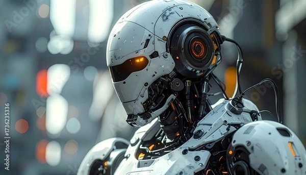 Fototapeta AI robot character design, hyper detailed