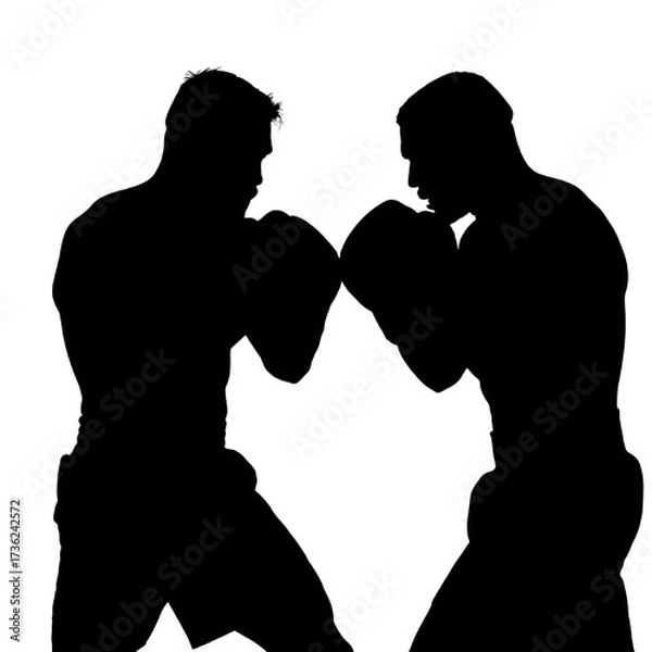 Fototapeta two men boxing silhouette vector
