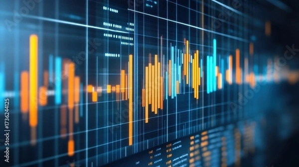 Fototapeta Abstract Data Analytics Display with Glowing Digital Elements