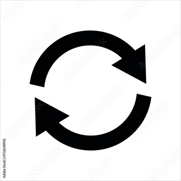 Obraz circle rotate icon black color sign vector design isolated white background
