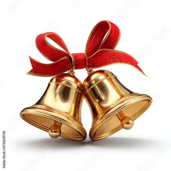 Obraz 
Glistening Golden Jingle Bells Tied with a Bright Red Christmas Ribbon