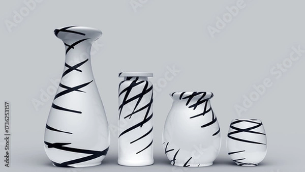 Fototapeta 3D CONTAINERS WITH MILK IN MANY FORMATS - LARGE, MEDIUM AND SMALL