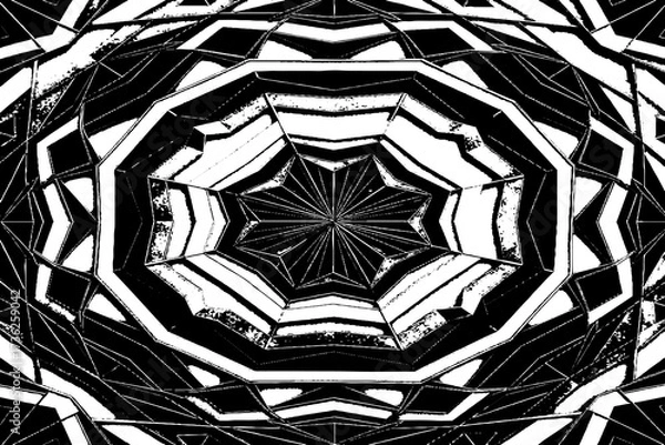 Obraz Abstract Black and White Geometric Mandala Pattern Design