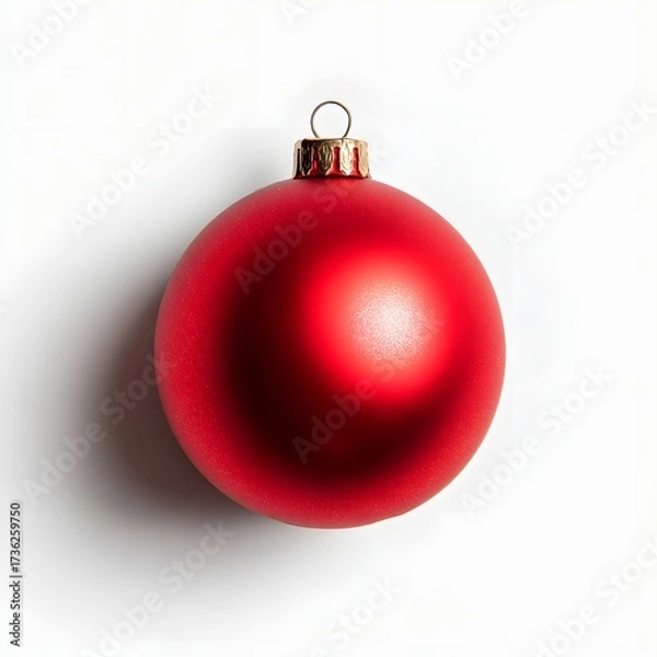 Obraz 
A Bold Holiday Statement: A Single Red Christmas Ornament on a White Background
