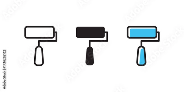 Obraz Modern paint roller icon set for home improvement and construction projects