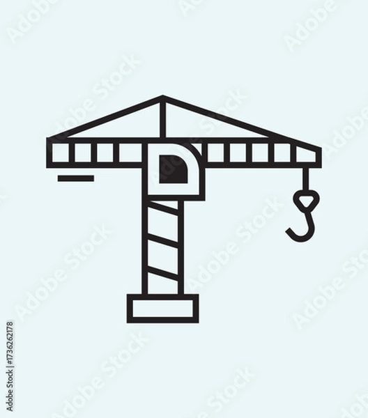 Obraz Modern minimalist construction crane icon for industrial design projects