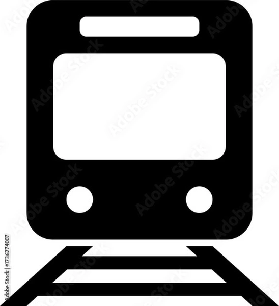 Obraz シンプルな電車のモノクロアイコン、ピクトグラム