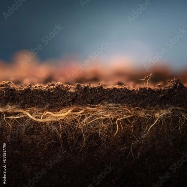 Fototapeta Soil Cross-Section with Root System