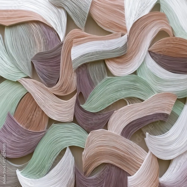 Fototapeta Abstract Quilling Art Concept. Abstract wavy pattern in earthy tones with intricate line details.