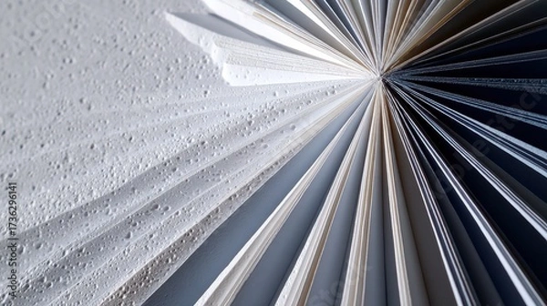 Fototapeta Abstract Quilling Art Concept. Abstract view of opened book pages fanned out, textured background.