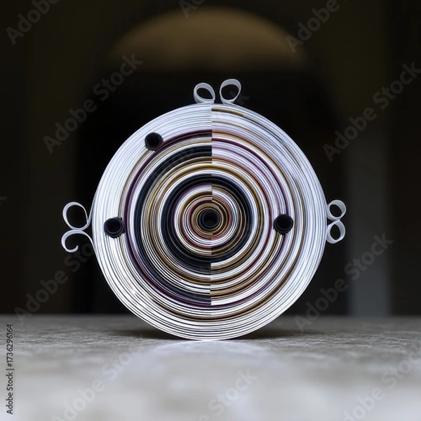 Fototapeta Abstract Quilling Art Concept. Intricate circular design with loops and patterns in a minimalistic display.