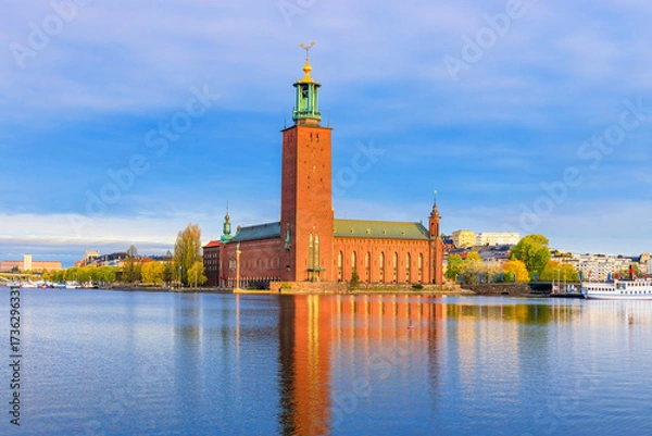 Obraz Stockholm, Sweden. Stockholm City Hall on a summer morning. Scandinavia.