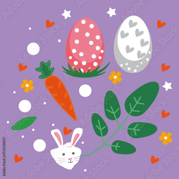 Obraz easter seamless pattern with rabbits, easter pack, vector art