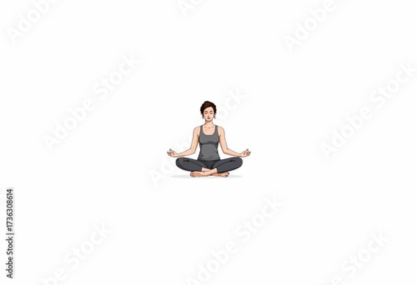 Fototapeta Calm and Focused Meditation Posture Illustrating Inner Peace and Mindfulness Through a Relaxed Sitting Pose in Minimalist Art Style