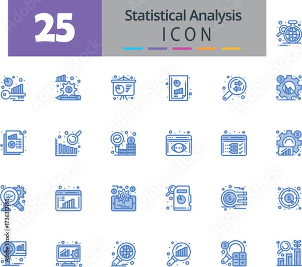 Fototapeta Statistical Analysis Icon Set - Data, Chart, Graph, Analytics, Business Infographic Vector.