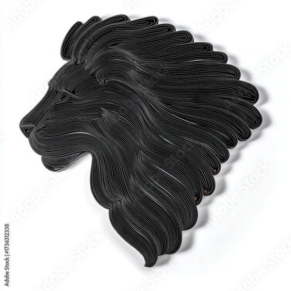 Fototapeta Animal Silhouette Quilling Concept. Artistic lion head illustration with flowing lines and intricate details.