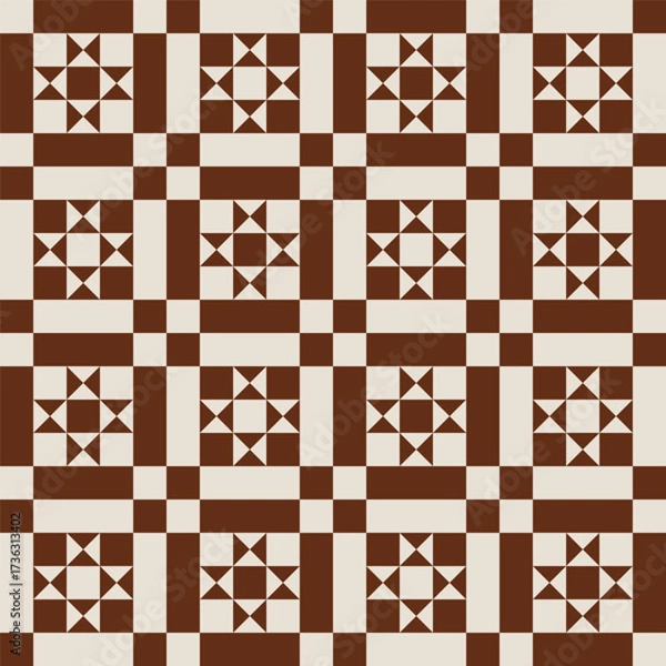 Fototapeta Pattern created from brown and beige squares, rectangles and triangles