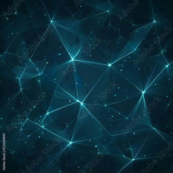 Fototapeta Abstract Network Connection with Blue Glowing Points