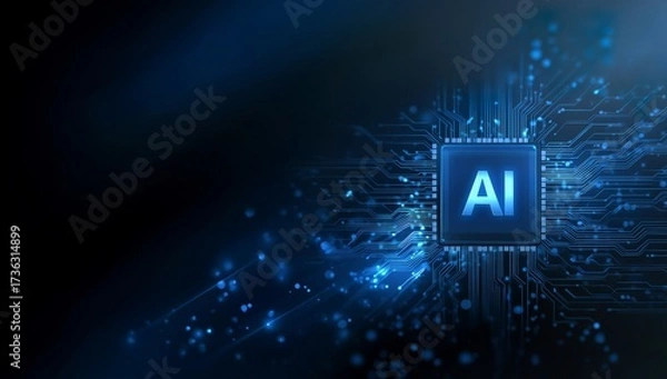 Fototapeta Artificial Intelligence Concept with Circuit Board Background