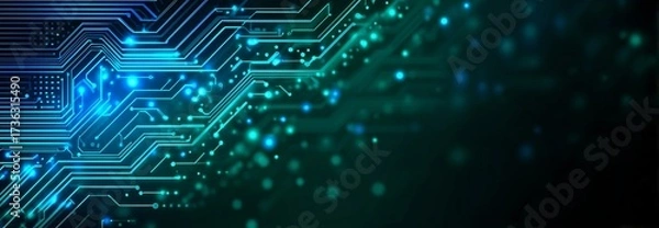 Fototapeta Abstract Digital Circuit Board with Neon Lights