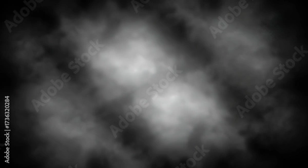 Fototapeta Dense White Smoke or Fog Texture with Dark Vignette
