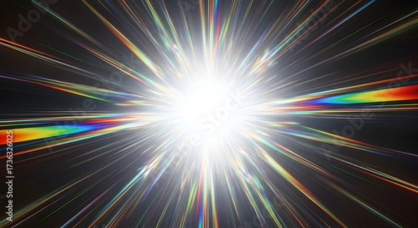 Fototapeta Bright light burst with rainbow refractions