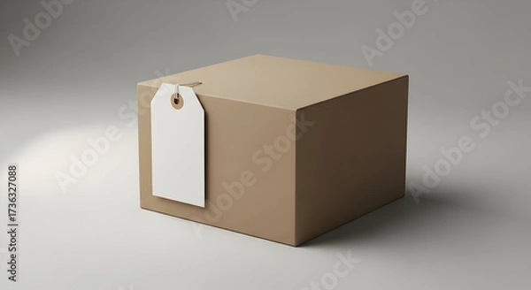 Fototapeta Cardboard box with blank tag