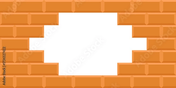 Fototapeta Brickwall. Vector illustration Brickwall with Empty hole for text. Frame from orange Bricks with Empty space for text. Perfect banner for building construction company template design. EPS 10