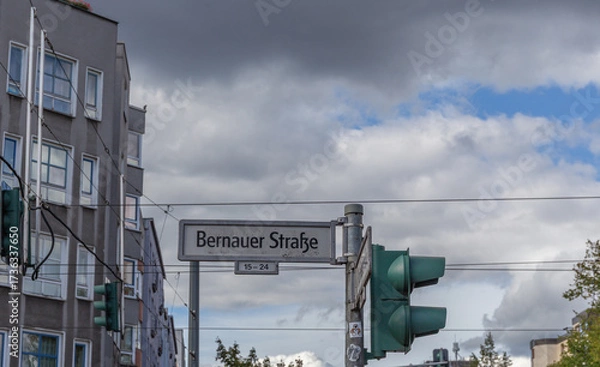 Obraz Straßenschild Bernauer Straße, Berlin, Deutschland