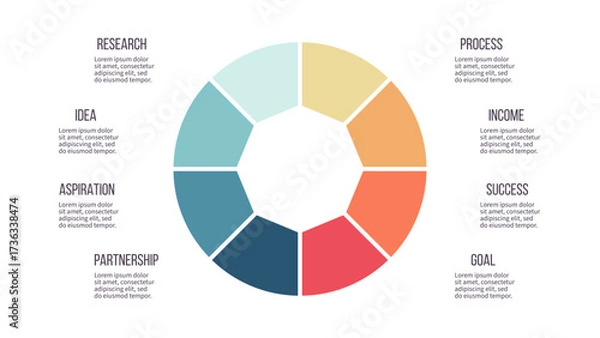 Fototapeta Business infographic template. Pie chart with eight options, steps. Vector chart.