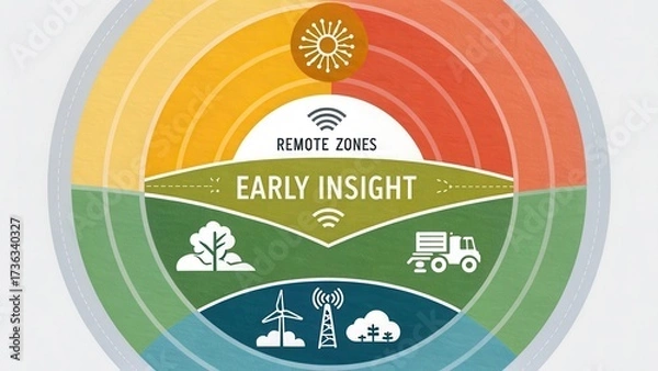 Fototapeta Colorful Diagram Depicting Early Insight in Remote Zones Visualization