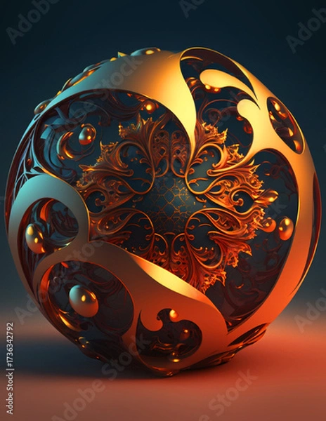 Fototapeta Orb of Elegance – Fractal Precision and Symbolic Geometry, Digital, Conceptual, Abstract, Emotion, Strategy, Structure, Fantasy
