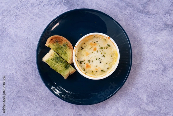 Fototapeta Baked spinach with cheese, spinach with cheese