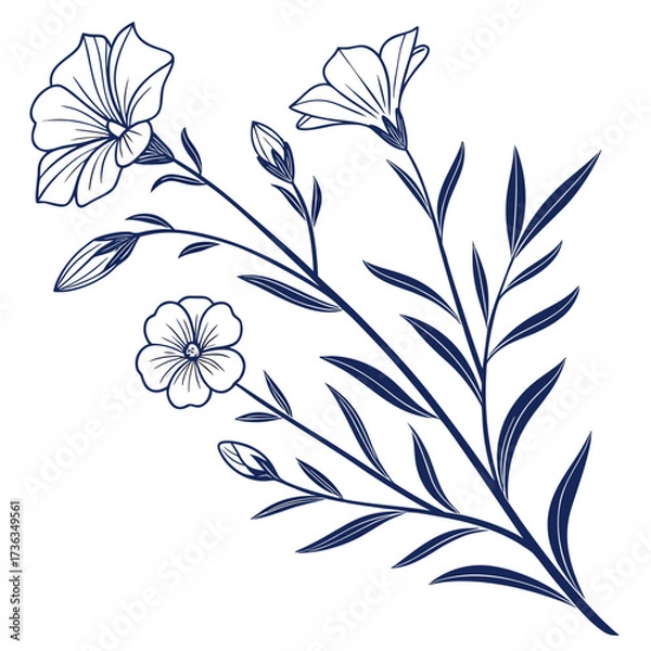 Fototapeta black and white flax blue