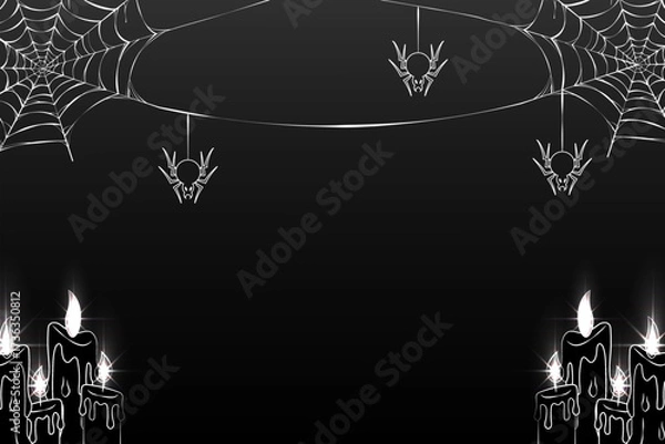 Fototapeta Realistic Black Creepy Spider Web and Candle as a Halloween Background