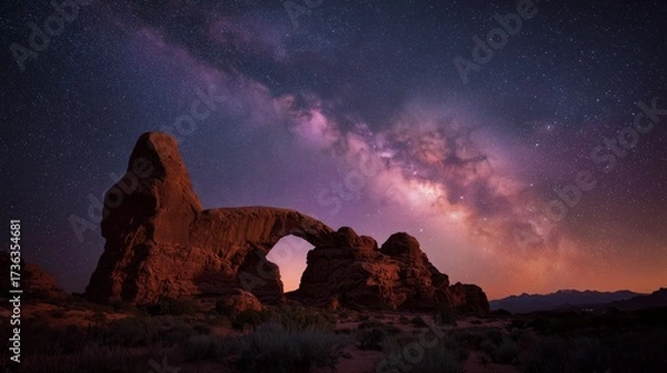 Obraz Milky Way over Turret Arch in Arches National Park at night