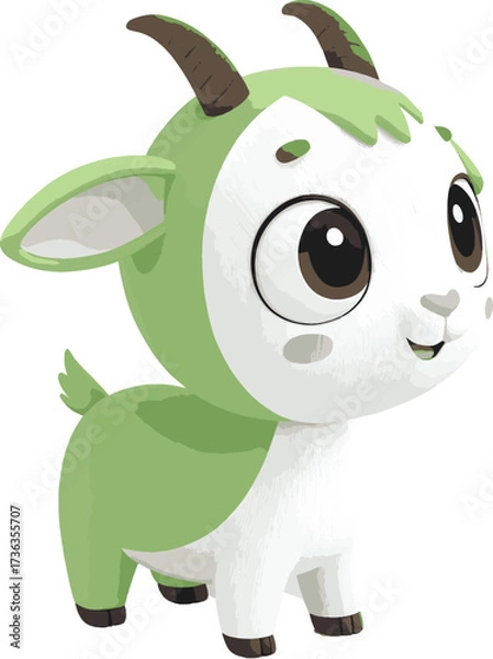 Fototapeta cartoon goat, Beautiful baby goat picture, color, big eyes, goat vector, cute goat vector,