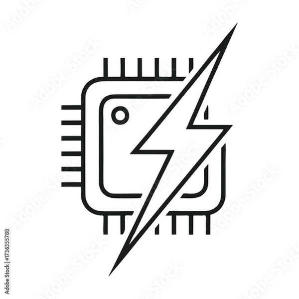 Obraz Microchip with Lightning Bolt Symbolizing Power and Energy