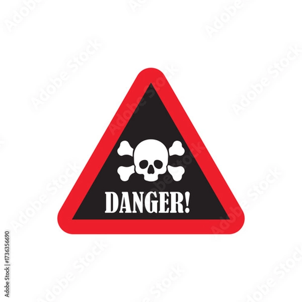Fototapeta Skull bones stencil icon silhouette, Danger Silhouette, Skull and Crossbones Icon, Danger Warning Symbol, Vector Illustration eps 10.