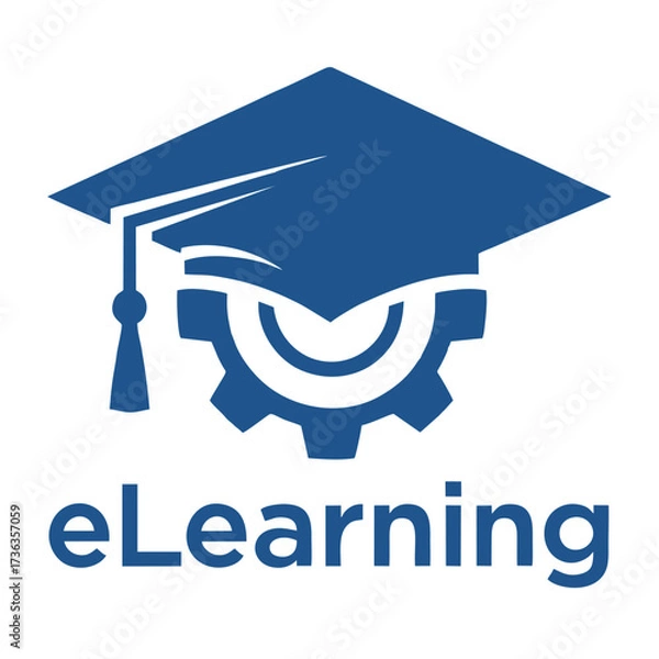 Obraz eLearning Concept Graduation Cap and Gear